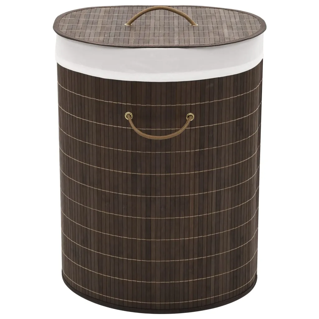 [CHARME] Bambus-Wäschekorb|Wäschetonnen|Wäschetruhe|Wäschesammler Oval Dunkelbraun Stilvoll Direkt vom Herstelle Wäschekörbe
